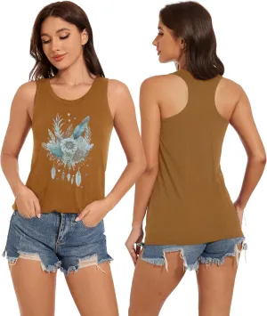 Tank Tops for Women Racerback Summer Sleeveless Casual Graphic Basic Top Shirts