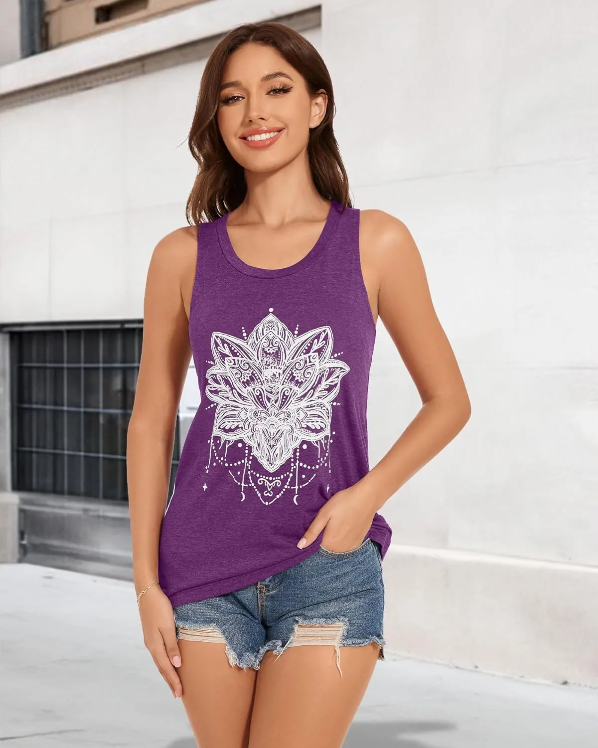 Tank Tops for Women Racerback Summer Sleeveless Casual Graphic Basic Top Shirts