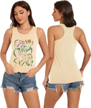 Tank Tops for Women Racerback Summer Sleeveless Casual Graphic Basic Top Shirts