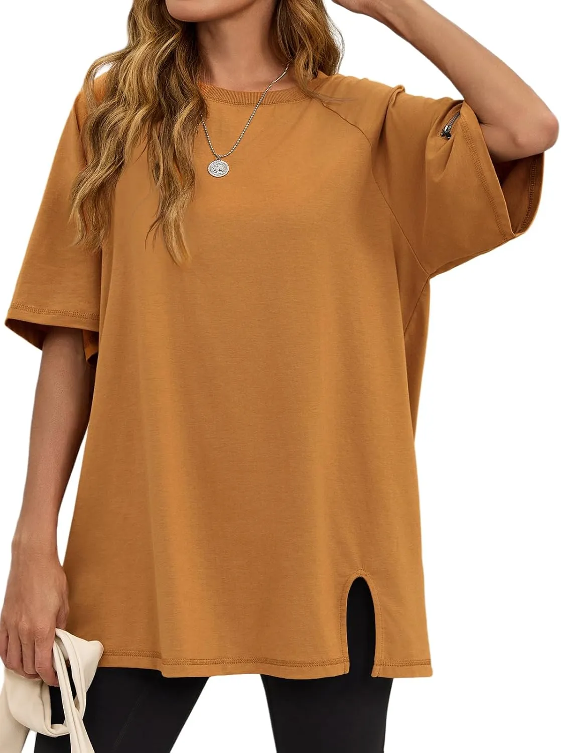 Tankaneo Womens Oversized Workout Tshirts Split Hem Raglan Short Sleeve Tops Summer Casual Loose Fit Tee Shirt