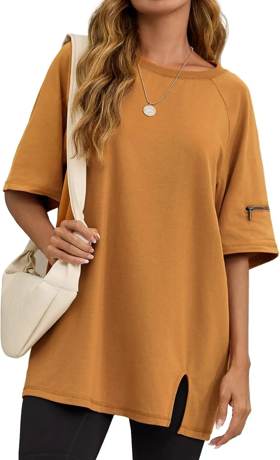 Tankaneo Womens Oversized Workout Tshirts Split Hem Raglan Short Sleeve Tops Summer Casual Loose Fit Tee Shirt