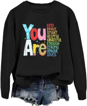 Teacher Sweatshirts Women Long Sleeve Inspirational Teacher Shirt Back to School Graphic Pullover Motivational Tops