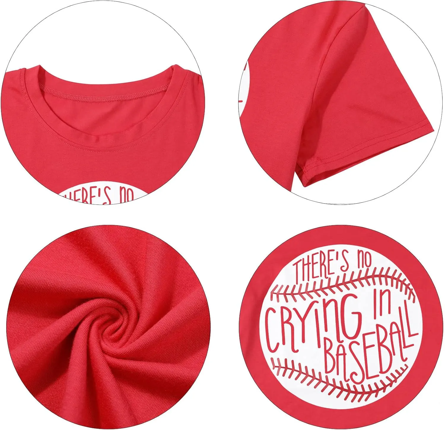 Theres No Crying in Baseball T Shirt Women Baseball Mom Graphic Tees Casual Short Sleeve Tops Baseball T-Shirt