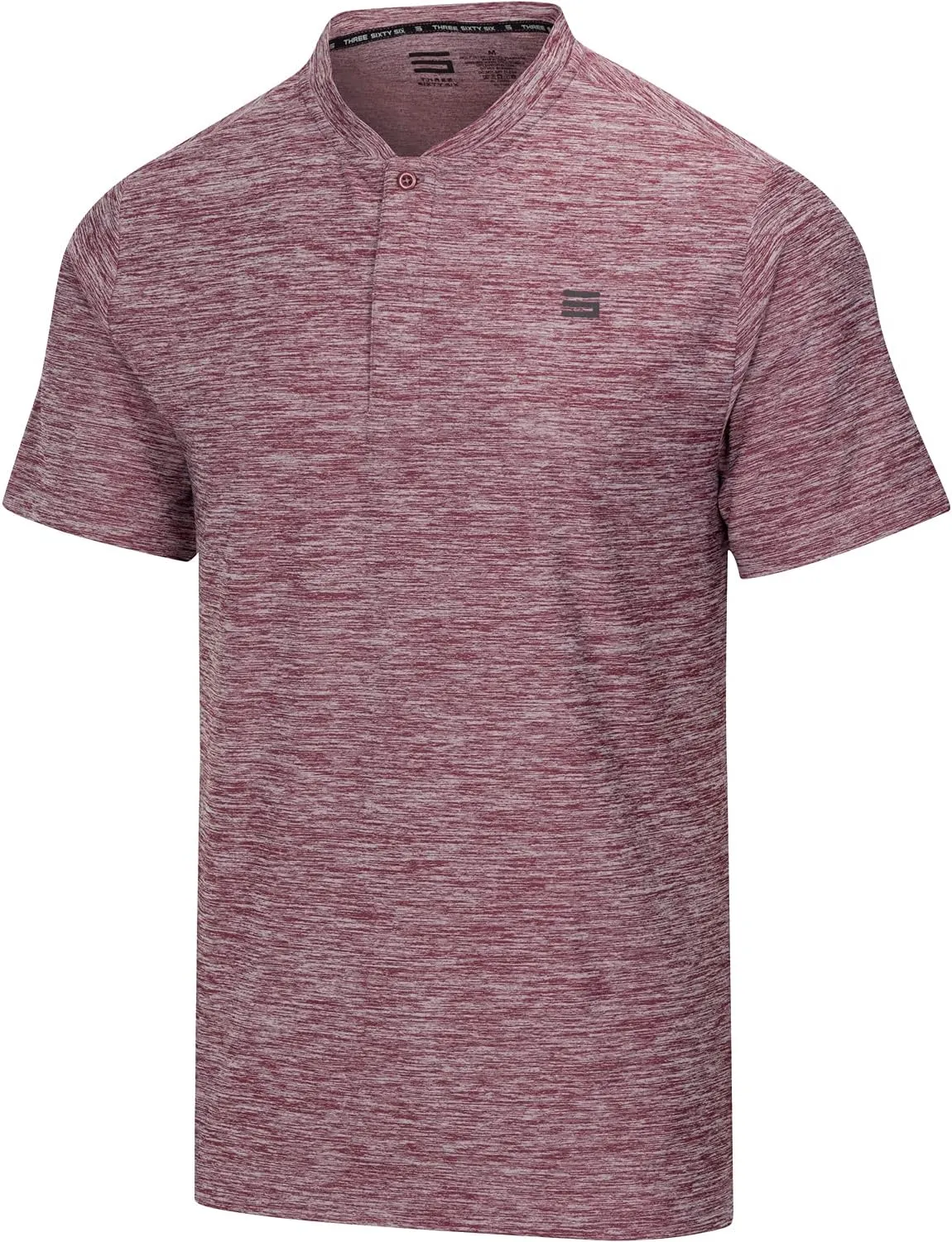 Three Sixty Six Collarless Golf Shirts for Men - Quick Dry Short Sleeve T-Shirt with 4-Way Stretch Fabric & UPF 30