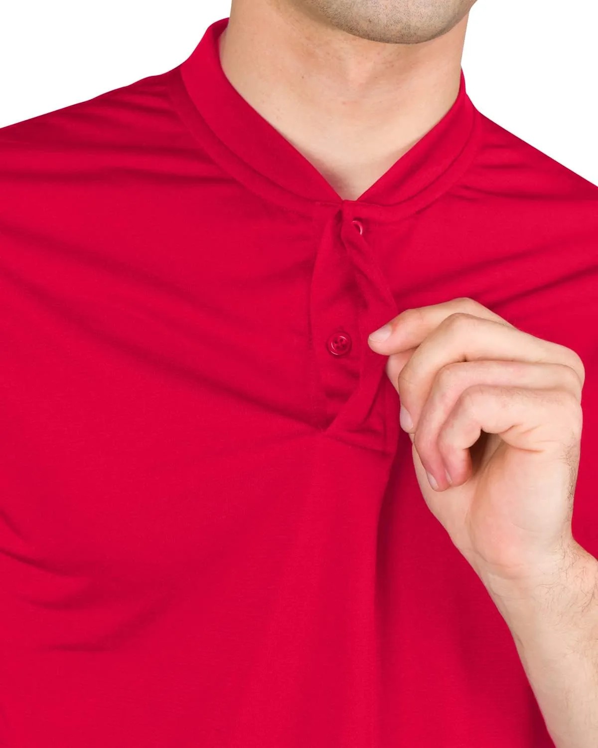 Three Sixty Six Collarless Golf Shirts for Men - Quick Dry Short Sleeve T-Shirt with 4-Way Stretch Fabric & UPF 30