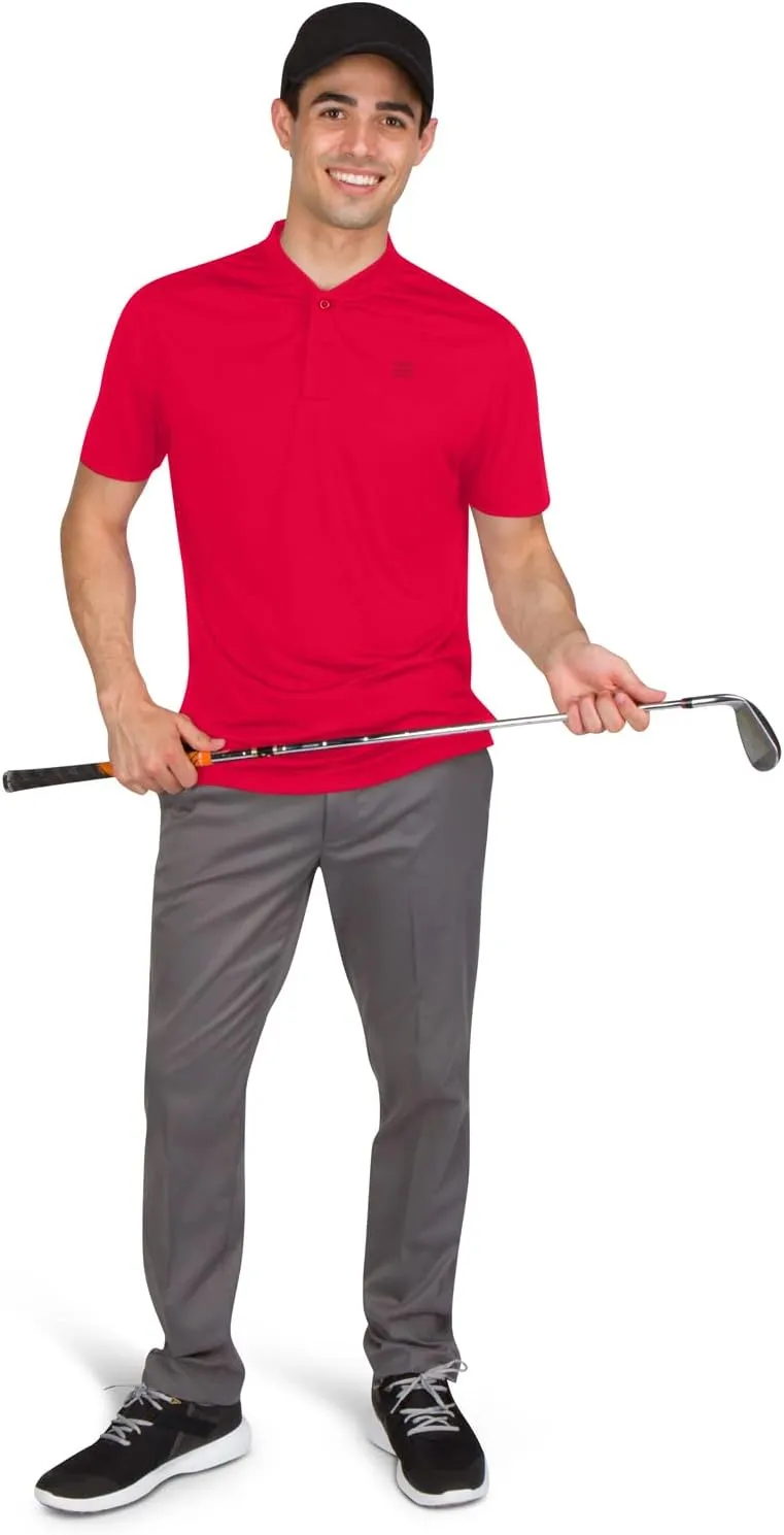 Three Sixty Six Collarless Golf Shirts for Men - Quick Dry Short Sleeve T-Shirt with 4-Way Stretch Fabric & UPF 30