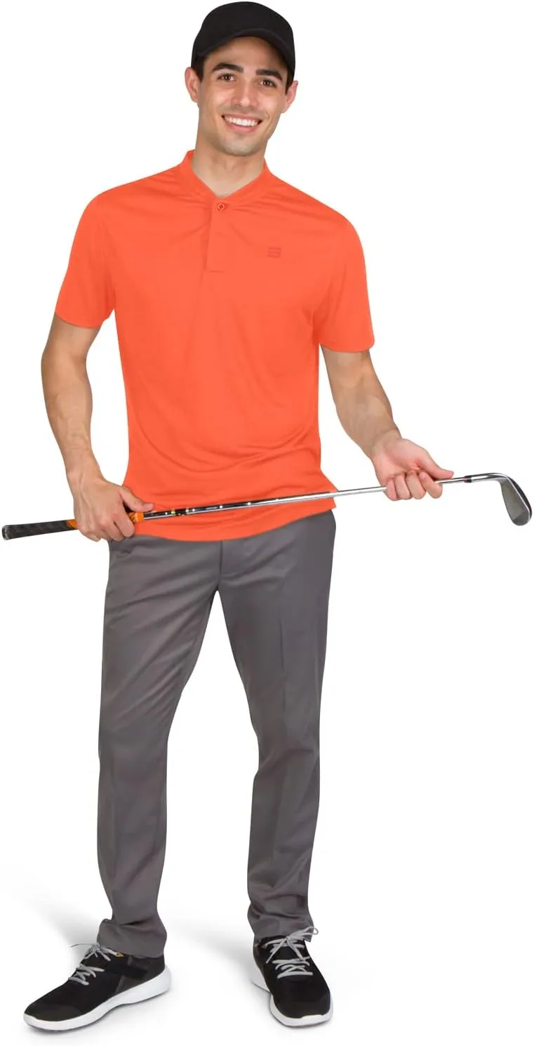 Three Sixty Six Collarless Golf Shirts for Men - Quick Dry Short Sleeve T-Shirt with 4-Way Stretch Fabric & UPF 30