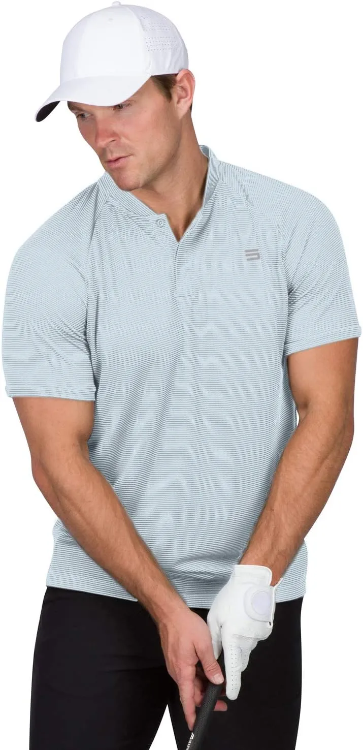 Three Sixty Six Collarless Golf Shirts for Men - Quick Dry Short Sleeve T-Shirt with 4-Way Stretch Fabric & UPF 30