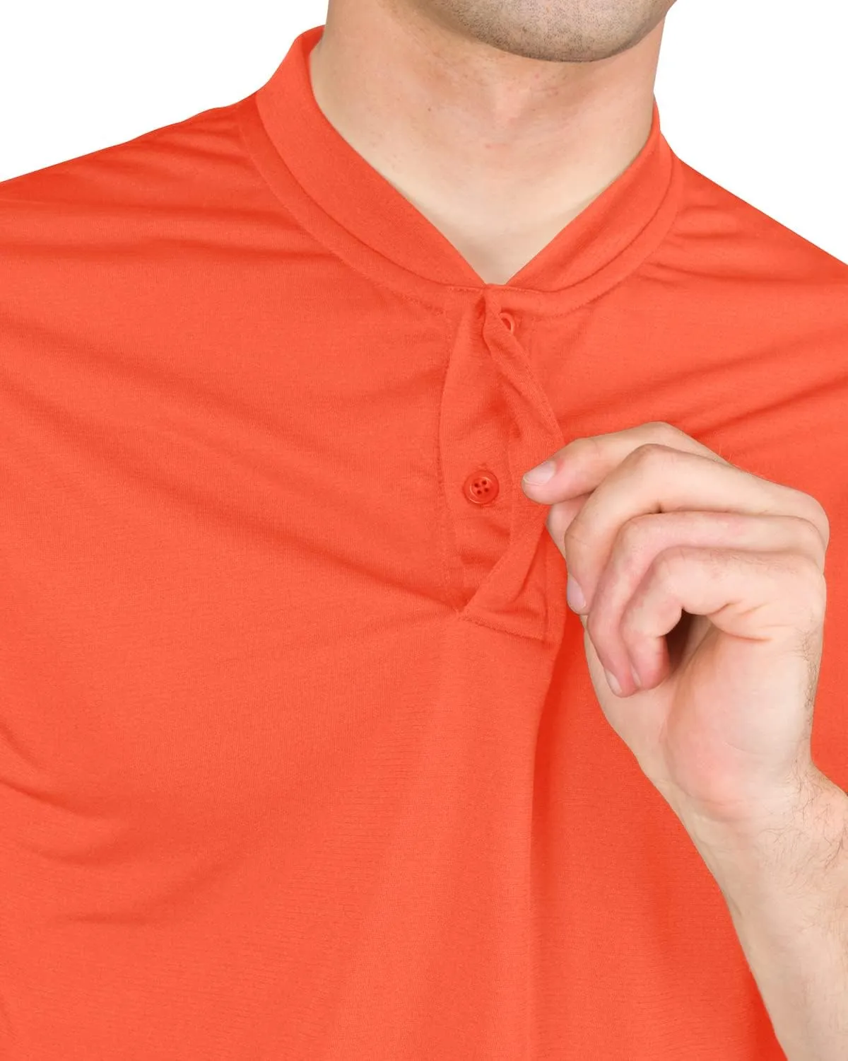 Three Sixty Six Collarless Golf Shirts for Men - Quick Dry Short Sleeve T-Shirt with 4-Way Stretch Fabric & UPF 30