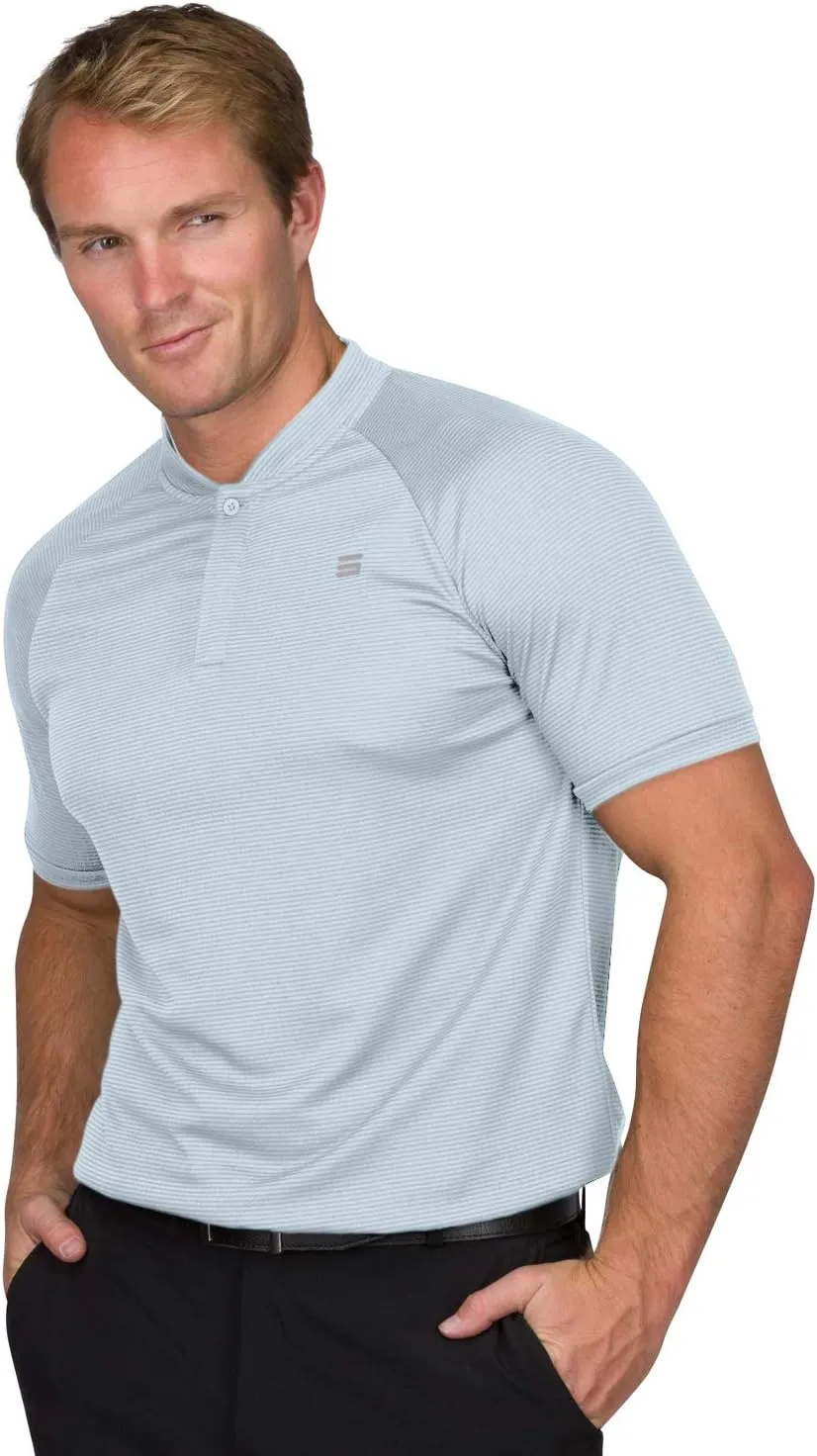 Three Sixty Six Collarless Golf Shirts for Men - Quick Dry Short Sleeve T-Shirt with 4-Way Stretch Fabric & UPF 30