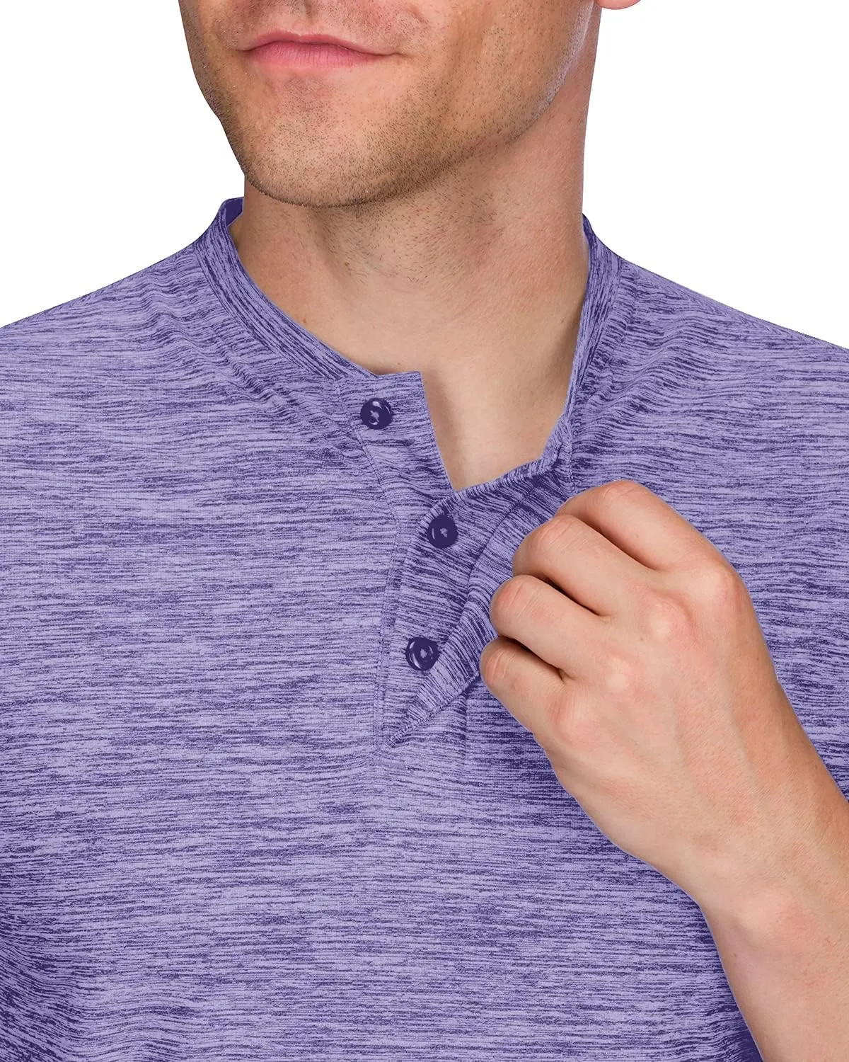 Three Sixty Six Collarless Golf Shirts for Men - Quick Dry Short Sleeve T-Shirt with 4-Way Stretch Fabric & UPF 30