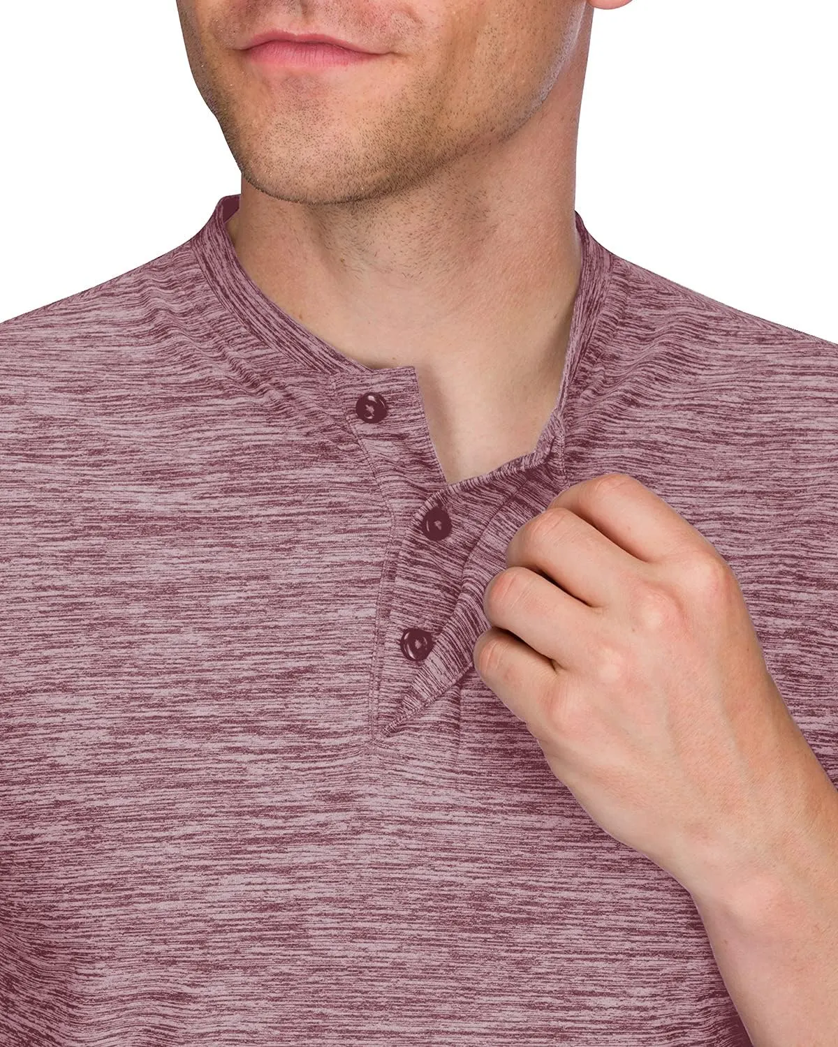 Three Sixty Six Collarless Golf Shirts for Men - Quick Dry Short Sleeve T-Shirt with 4-Way Stretch Fabric & UPF 30
