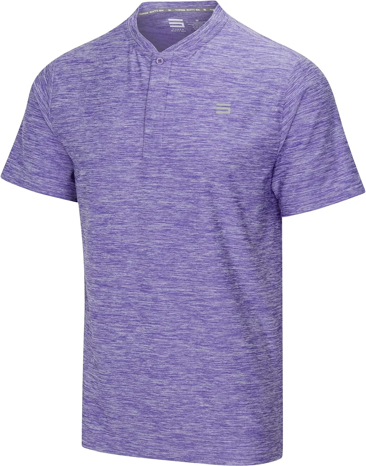 Three Sixty Six Collarless Golf Shirts for Men - Quick Dry Short Sleeve T-Shirt with 4-Way Stretch Fabric & UPF 30