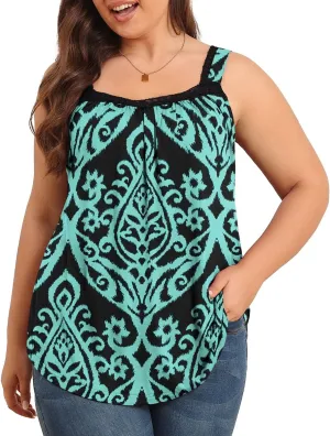 TIANZHU Plus Size Tank Tops for Women Sleeveless Loose Fit Camisole Summer Lace Cute Outfits XL-5XL