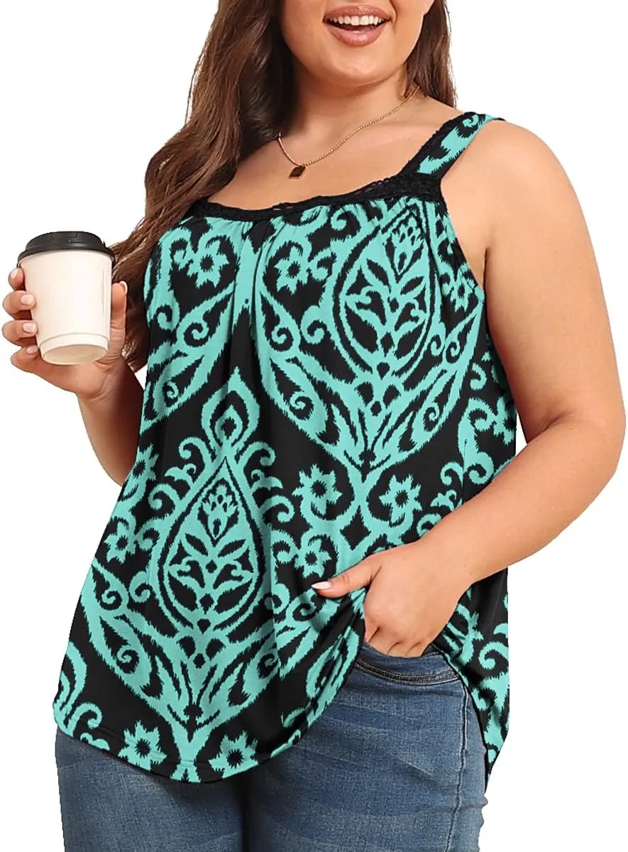 TIANZHU Plus Size Tank Tops for Women Sleeveless Loose Fit Camisole Summer Lace Cute Outfits XL-5XL