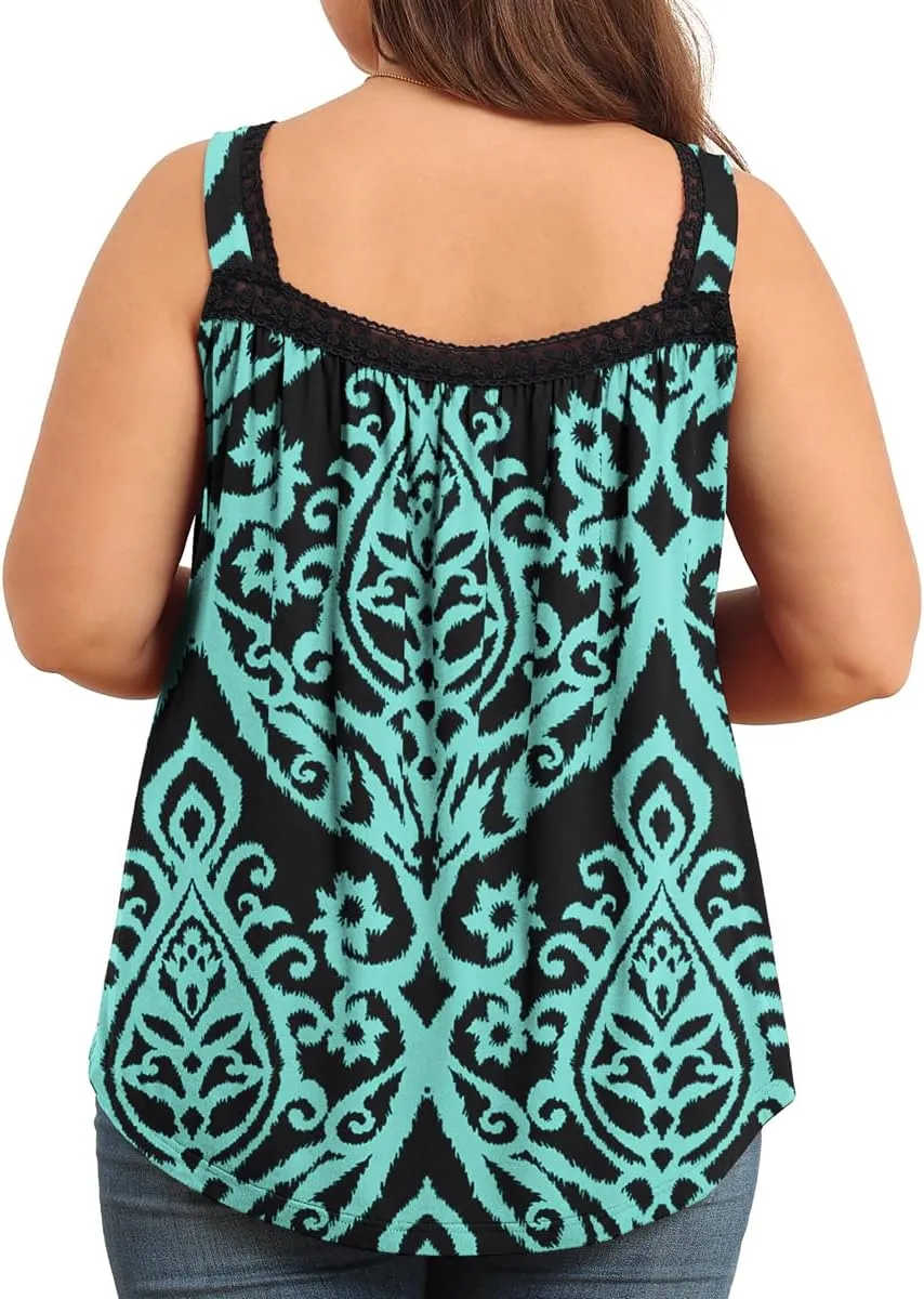 TIANZHU Plus Size Tank Tops for Women Sleeveless Loose Fit Camisole Summer Lace Cute Outfits XL-5XL
