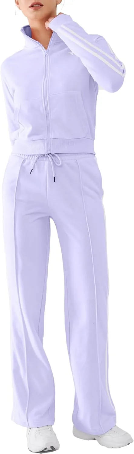 Track Suits for Women Set 2 Piece Spring Lounge Outfits Zip Up Sweatshirt & Sweatpants with Pocket Jogger Sweatsuits