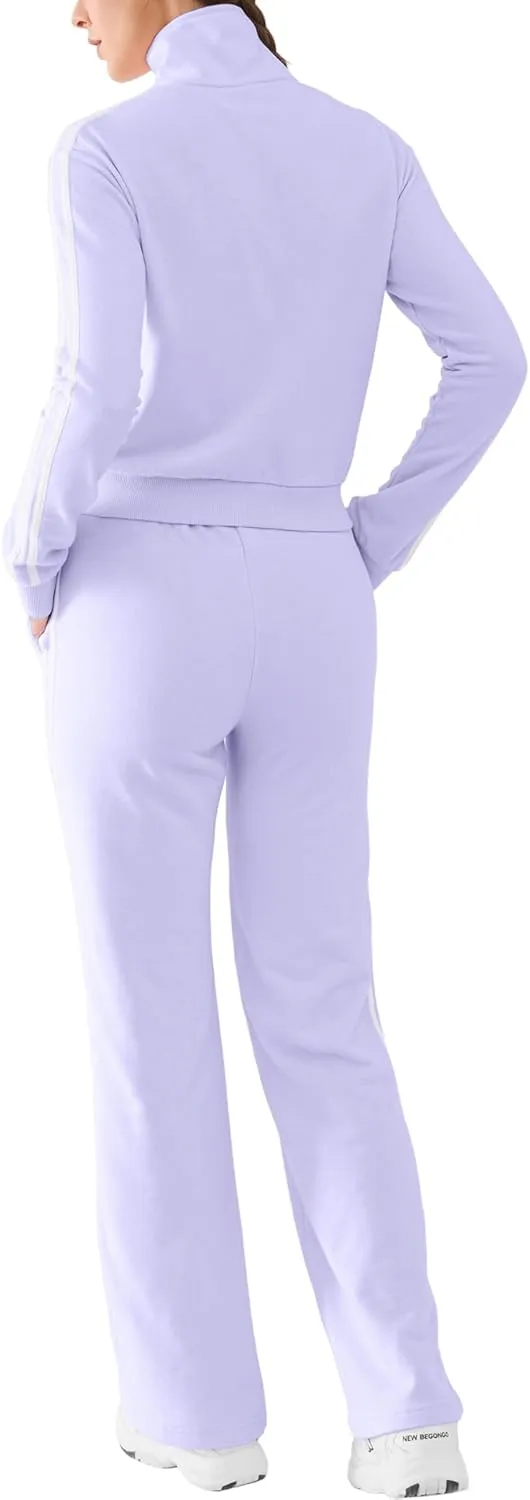 Track Suits for Women Set 2 Piece Spring Lounge Outfits Zip Up Sweatshirt & Sweatpants with Pocket Jogger Sweatsuits