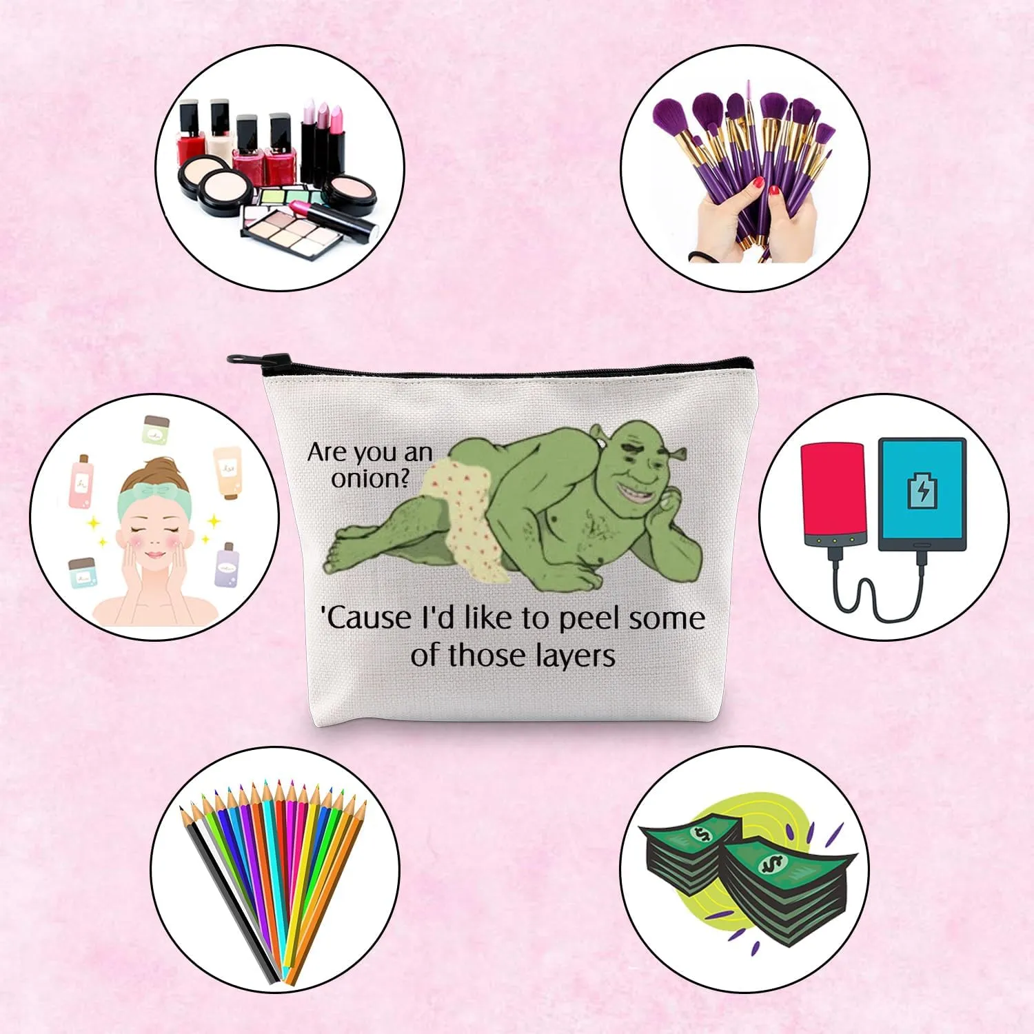 TSOTMO Monster Movie Cosmetic Bag Green Monster Fans Gift Cartoon Fan Gift Zipper Pouch Bag (those layers)