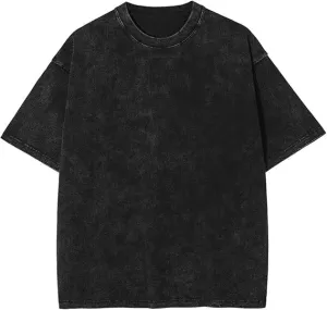 Vamtac Cotton T Shirts for Men Oversized Vintage Tshirt Wash Short Sleeves Casual Solid Summer Tops