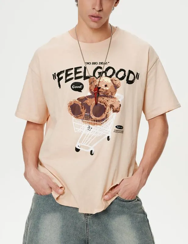 Vamtac Graphic Tees Men Bear Oversized T Shirt Cotton T Shirts Streetwear Casual Y2K Summer Tops Unisex