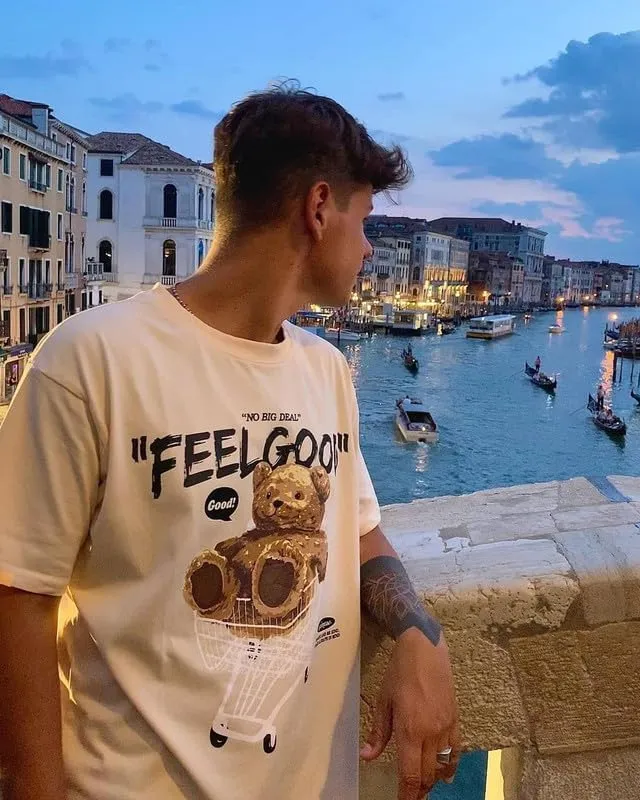 Vamtac Graphic Tees Men Bear Oversized T Shirt Cotton T Shirts Streetwear Casual Y2K Summer Tops Unisex