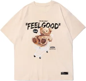 Vamtac Graphic Tees Men Bear Oversized T Shirt Cotton T Shirts Streetwear Casual Y2K Summer Tops Unisex