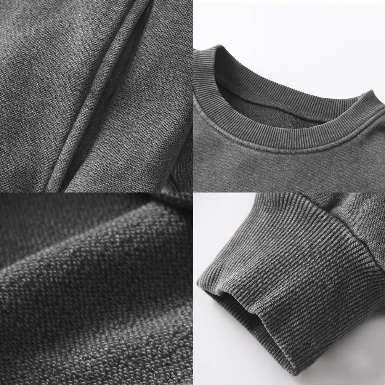 Vamtac Sweatshirt Oversized CrewNeck Long Sleeve Shirts Casual Sweatshirts Solid Wash Vintage Streetwear Tees With Pocket