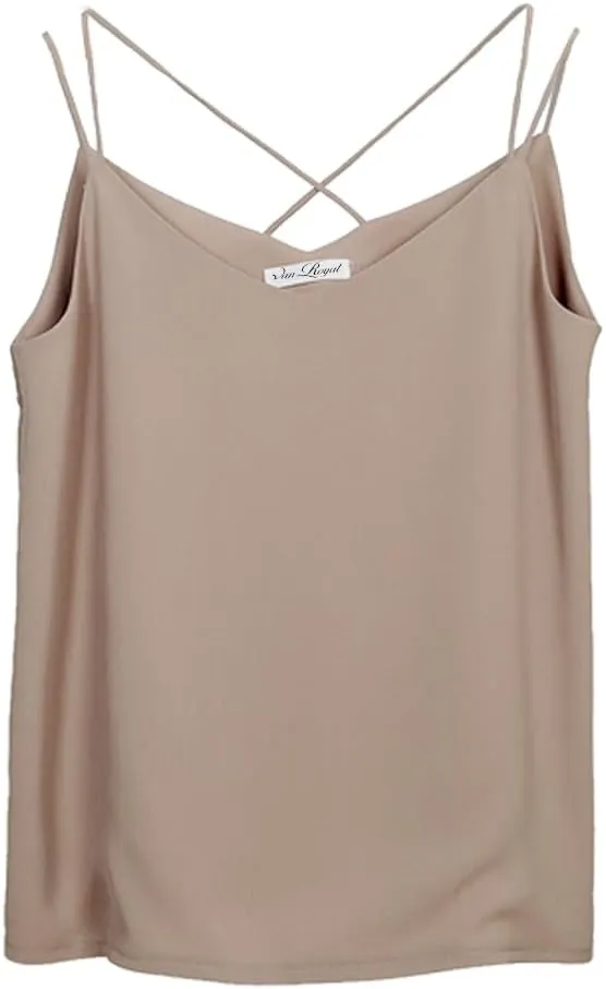 Van Royal Womens Camisole Tops V Neck Elegant Women Chiffon Camis Tank Tees
