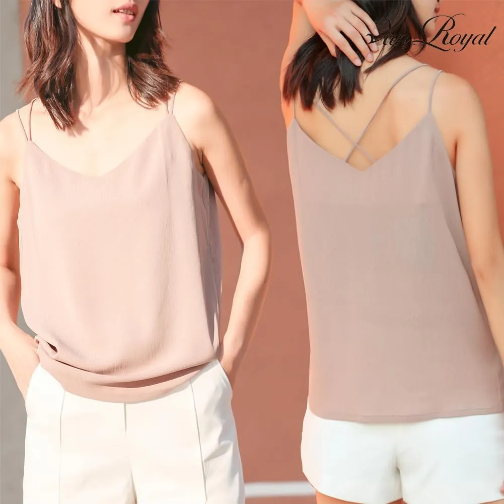 Van Royal Womens Camisole Tops V Neck Elegant Women Chiffon Camis Tank Tees