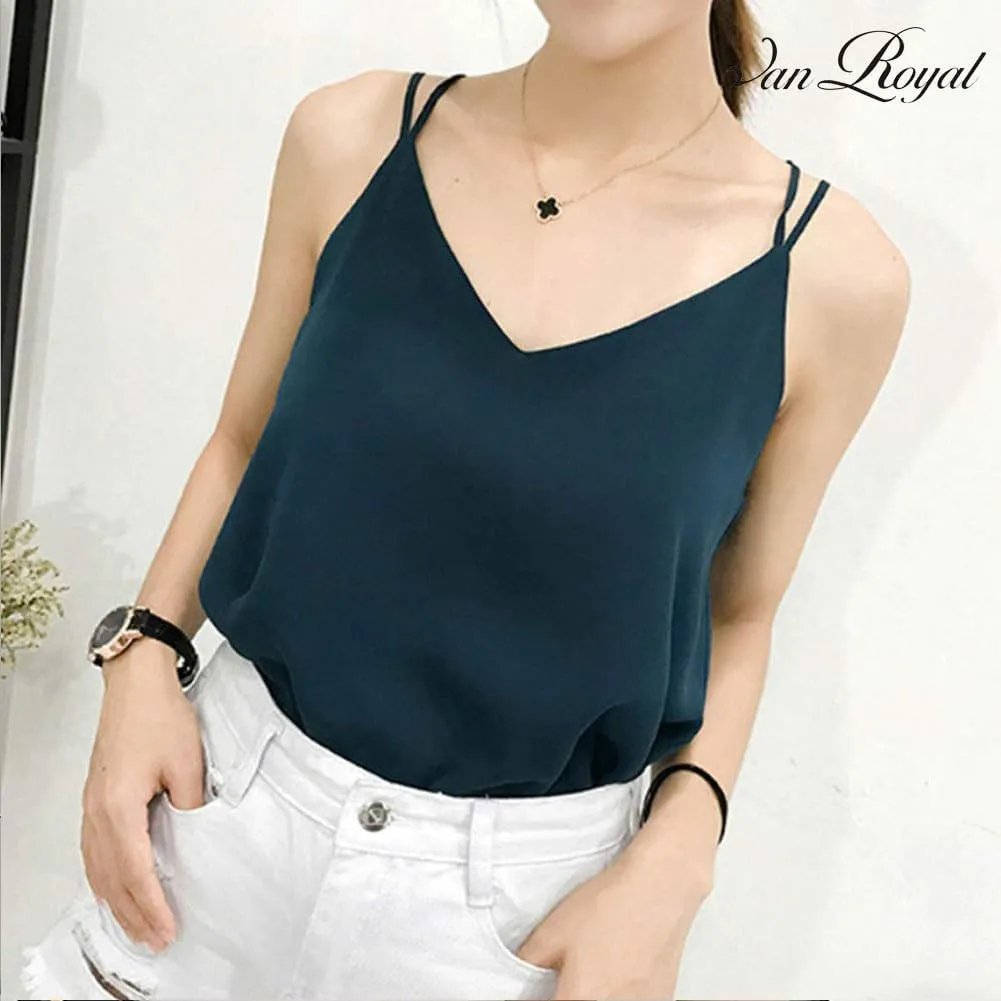Van Royal Womens Camisole Tops V Neck Elegant Women Chiffon Camis Tank Tees