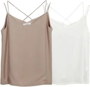 Van Royal Womens Camisole Tops V Neck Elegant Women Chiffon Camis Tank Tees