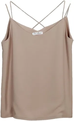 Van Royal Womens Camisole Tops V Neck Elegant Women Chiffon Camis Tank Tees