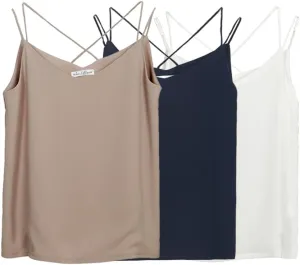 Van Royal Womens Camisole Tops V Neck Elegant Women Chiffon Camis Tank Tees