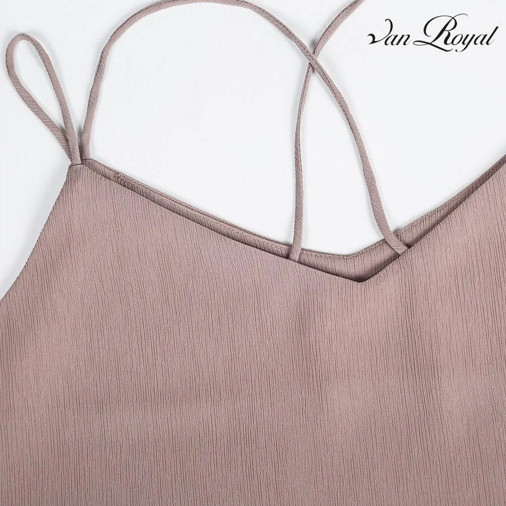 Van Royal Womens Camisole Tops V Neck Elegant Women Chiffon Camis Tank Tees