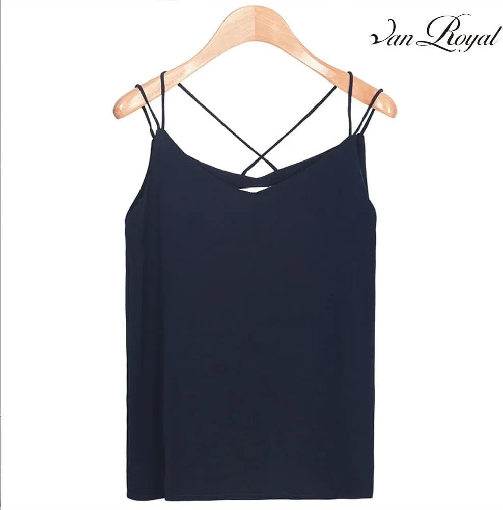 Van Royal Womens Camisole Tops V Neck Elegant Women Chiffon Camis Tank Tees