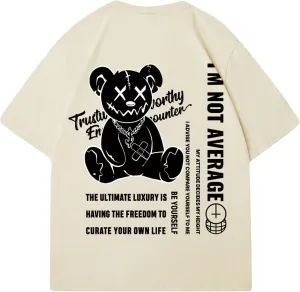Verdusa Men's Letter Graphic Tees Oversized Cotton T Shirt Drop Shoulder Crew Neck Slogan Tee Top