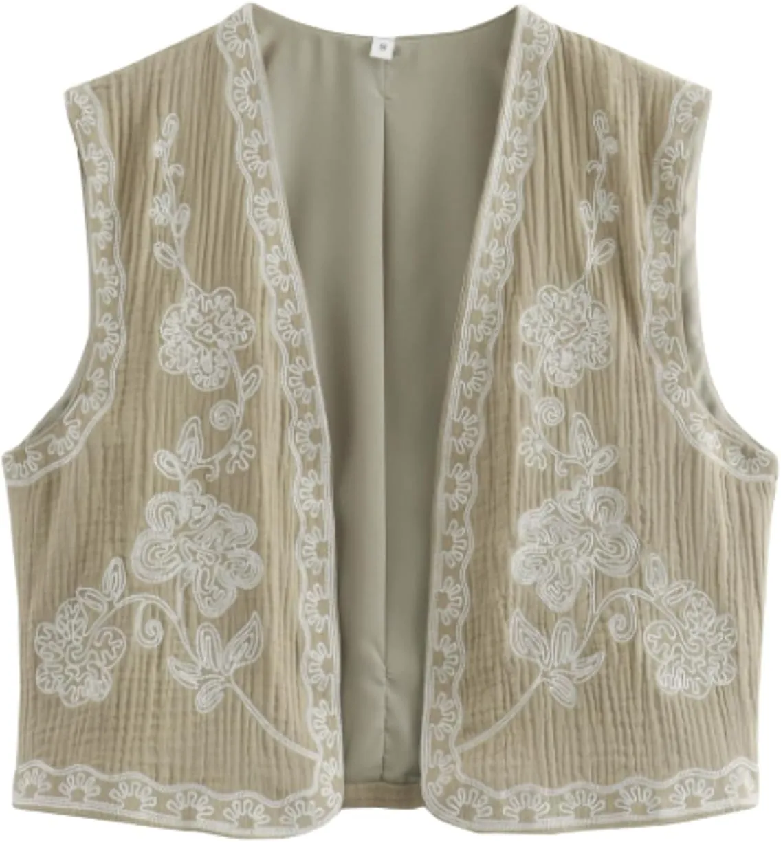 Verdusa Women's Boho Western Floral Embroidery Tank Tops Button Front V Neck Vest Tops