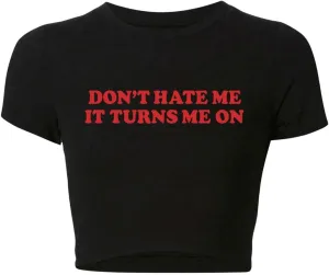 Verdusa Women's Y2K Tees Funny Shirts Letter Print Crop Tops 90s T-Shirt Vintage Outfit