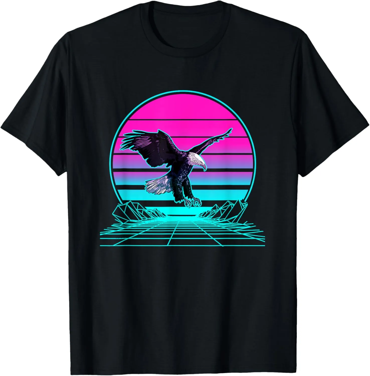 Vintage Retro Sunset Bald Eagle T-Shirt