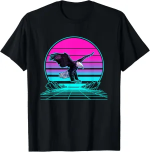 Vintage Retro Sunset Bald Eagle T-Shirt