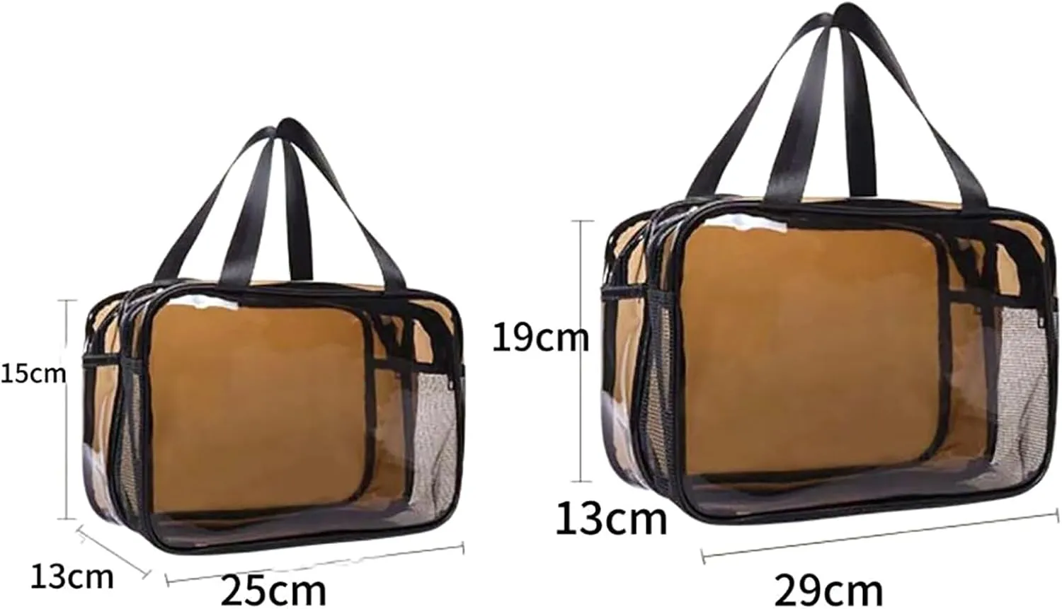 Waterproof Large Makeup Bag for Women; Transparent Cosmetic Organizer with Double Layers for Travel