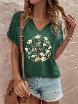 Wildflowers Shirt for Women Vintage Floral Graphic Shirts Boho Wildflowers T-Shirt Summer Nature Tee Tops