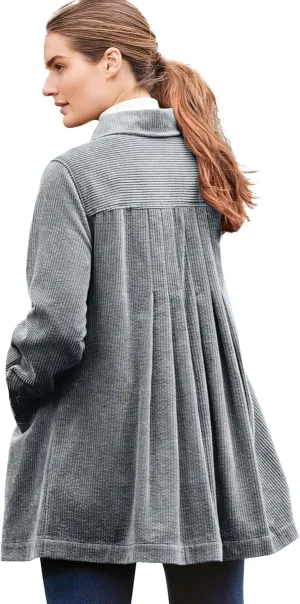 Woman Within Plus Size Pleat-Back Corduroy Jacket Long Oversized Barn Coat