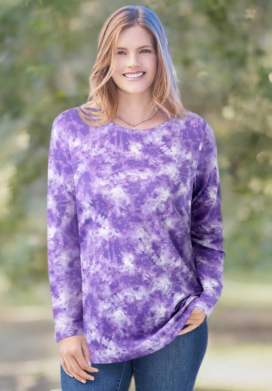 Woman Within Women's Plus Size Perfect Long-Sleeve Crewneck Tee