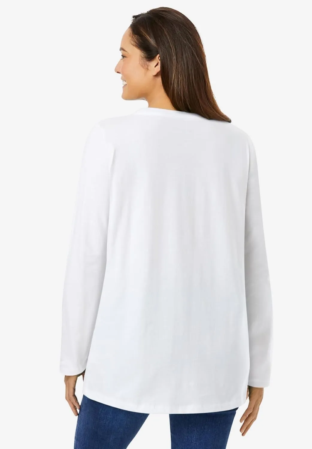 Woman Within Women's Plus Size Perfect Long-Sleeve Crewneck Tee