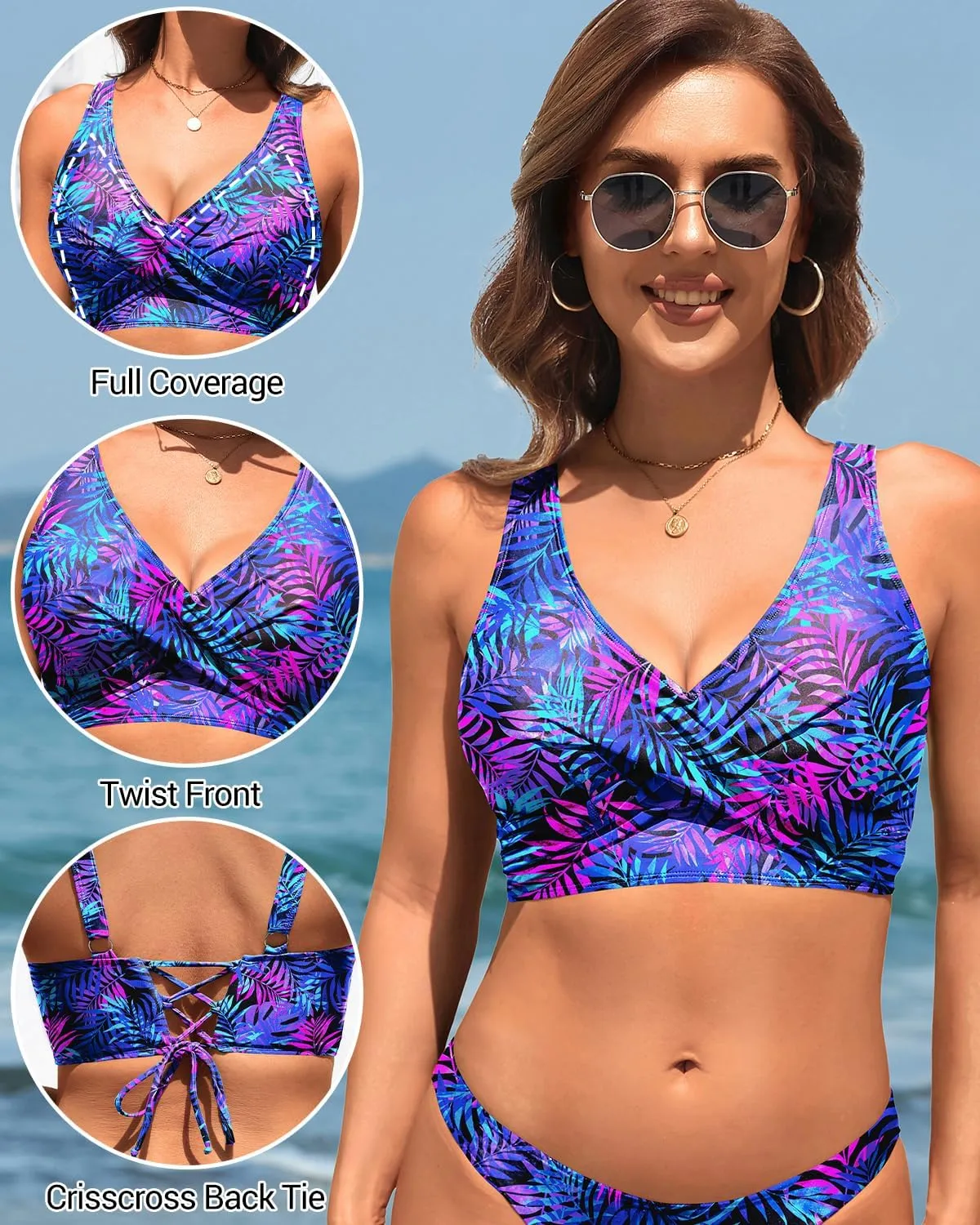 Women Bikini Top - 2025 Full Coverage Swimsuit Tops Large Bust Swim Tops No Bottom