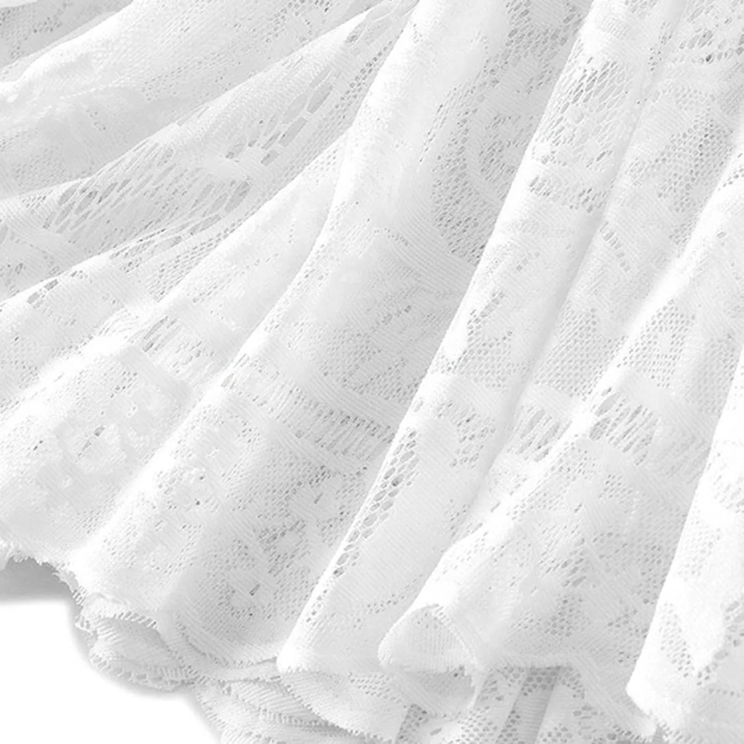 Women High Waist Pleated A-Line Lace Midi Skirt Double Layers Party Skirt Embroidered Floral Long Skirts