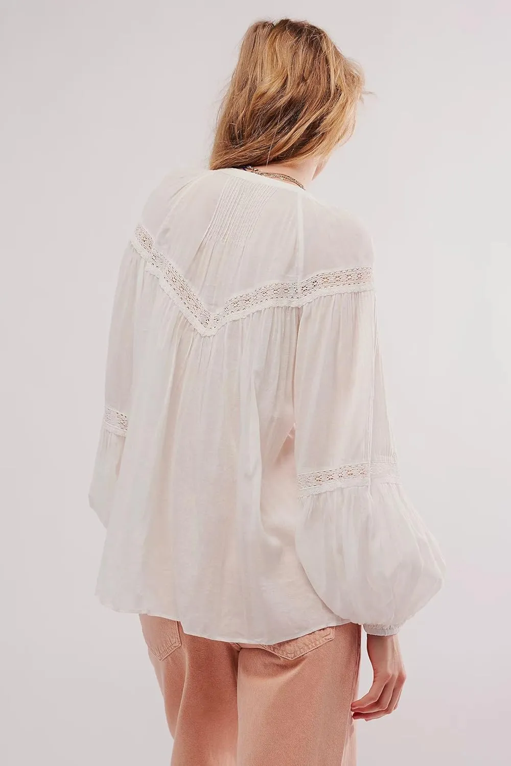Women Lace Tie Front Top Y2k Coquette Long Sleeve Button Up Chiffon Cardigan Flowy Boho Peplum Shirt Going Out Tops