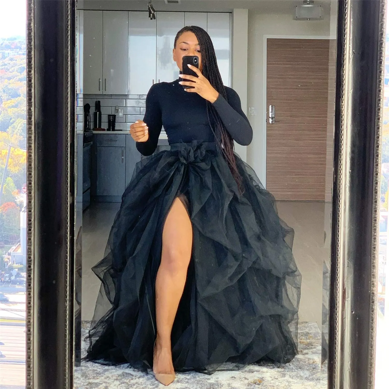 Women Long Tulle Tutu Skirts for Party Wedding Ladies Cocktail Prom Cosplay Bandage Mesh Maxi Sexy Dress